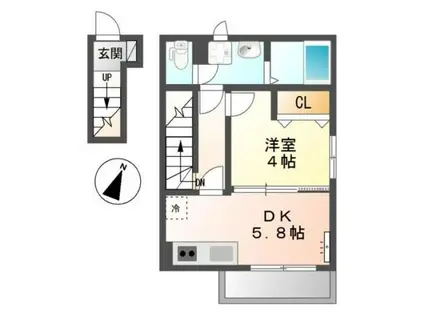 アメニティハイツ川島(1DK/2階)の間取り写真