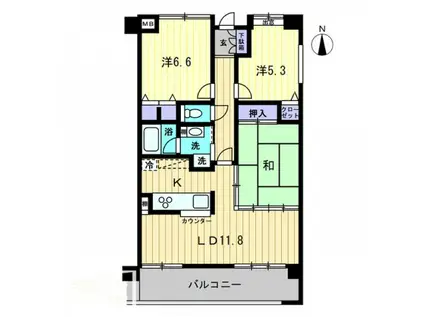 サウスフォレスト(3LDK/4階)の間取り写真