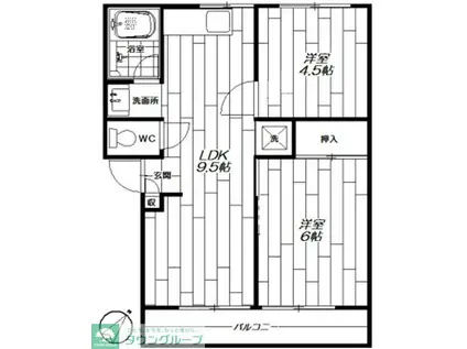 サンハイツII(2LDK/2階)の間取り写真