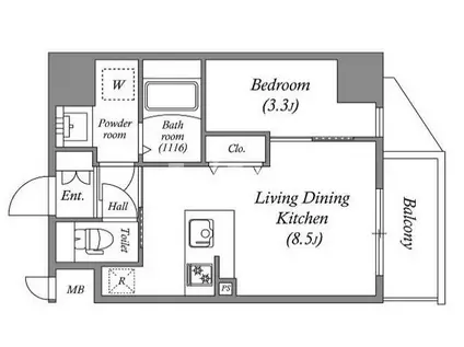 ARTIZA京橋ウエスト(1LDK/7階)の間取り写真