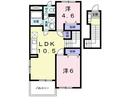 レジデンスヒルC(2LDK/2階)の間取り写真