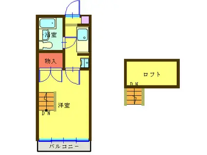 ロジュマン駒形II(1K/1階)の間取り写真