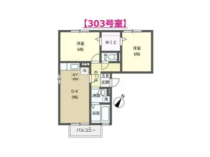 ルミエールA(2DK/3階)の間取り写真