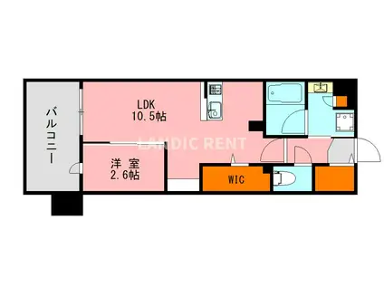 デュ・レジア薬院テラス(1LDK/2階)の間取り写真