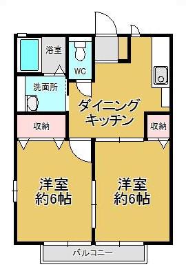 シルフハイム(2DK/2階)の間取り写真