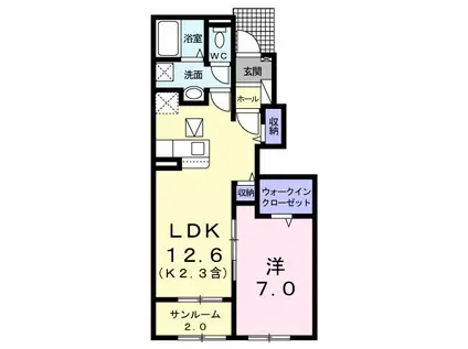 エールハーモニー(1LDK/1階)の間取り写真