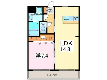 ソシエ フラッツ(1LDK/1階)の間取り写真