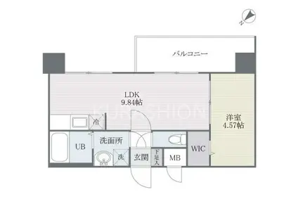 モダンパラッツォ博多RIVAI(1LDK/9階)の間取り写真