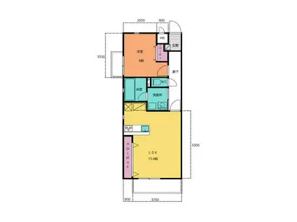 パインツリー(1LDK/1階)の間取り写真