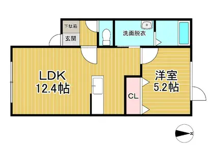 GRACE B(1LDK/2階)の間取り写真