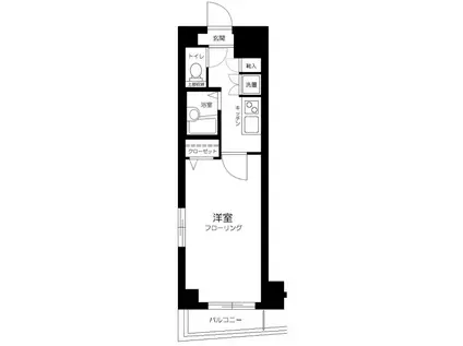 パークウェル白金高輪(1K/6階)の間取り写真