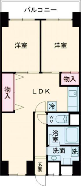 日商岩井第2本郷マンション(2LDK/6階)の間取り写真