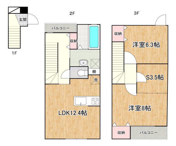 LUMINOUS A棟(2SLDK/1階)の間取り写真