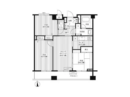 プリムヴェール西尾久メゾンB(3LDK/4階)の間取り写真