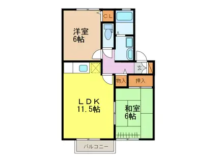 プレミール竹松本町(2LDK/1階)の間取り写真