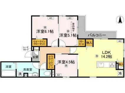 クラシスト南塚口(3LDK/2階)の間取り写真