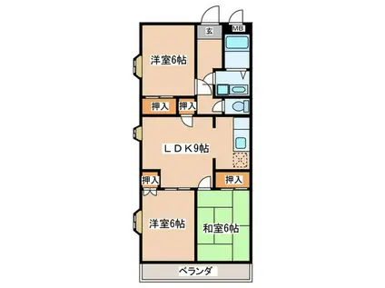 マンションイケヤ(3LDK/1階)の間取り写真