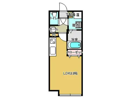 デリス・メゾンII(ワンルーム/2階)の間取り写真