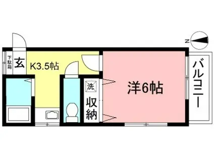 ハイツ西田(1K/1階)の間取り写真