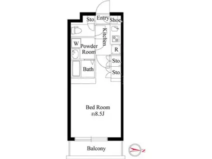 コンポジット戸越公園(1K/4階)の間取り写真