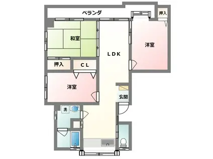 ハウス里(3LDK/2階)の間取り写真