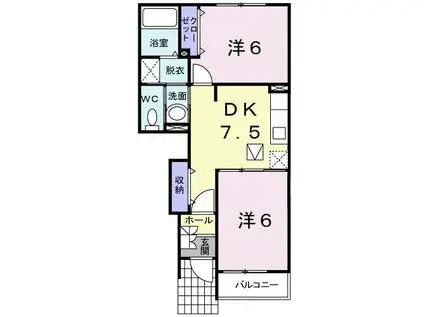 メールグラン(2DK/1階)の間取り写真