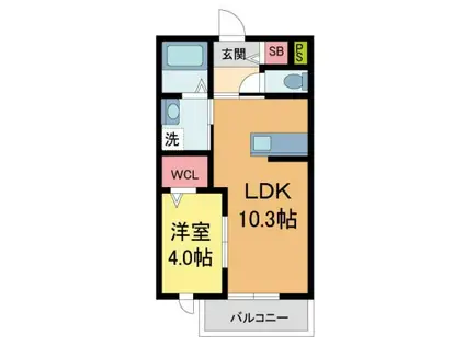 L CUBE(1LDK/3階)の間取り写真