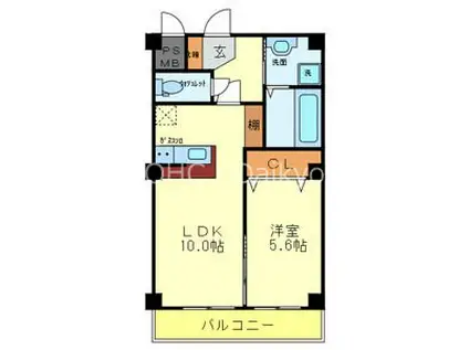 ラフィーネ久宝寺(1LDK/3階)の間取り写真