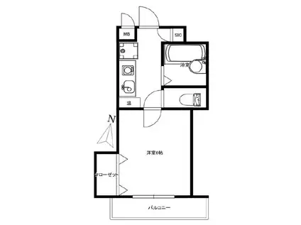 サンロイヤル八幡(1K/2階)の間取り写真