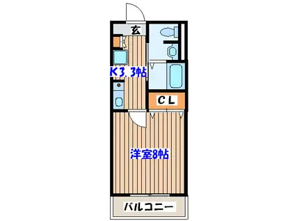 フラット小松島(1K/3階)の間取り写真