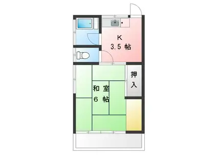 原田荘(1K/2階)の間取り写真