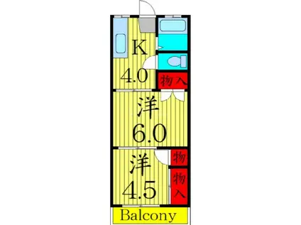 渕江ホワイトハイツ(2K/2階)の間取り写真