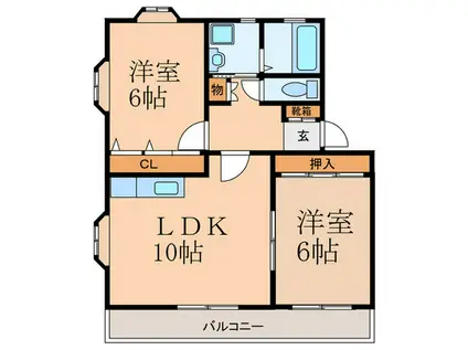グリーンハイツB棟(2LDK/2階)の間取り写真