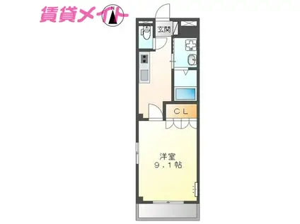 M・メゾン(1K/1階)の間取り写真