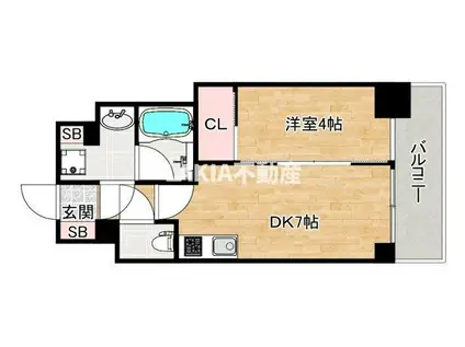 エスリードレジデンス大阪天王寺(1DK/3階)の間取り写真