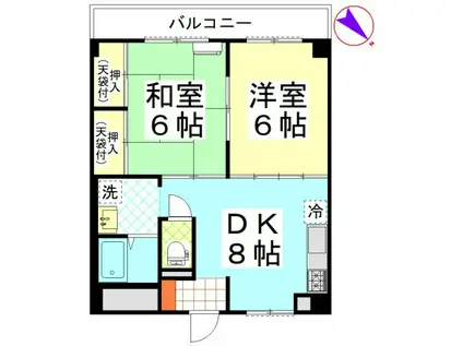 GREEN AGE(2DK/6階)の間取り写真