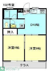 木の実ハイツ(2DK/1階)の間取り写真