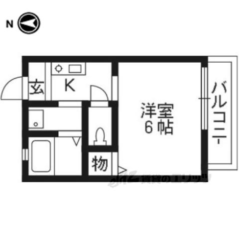 ハーベスト宝ヶ池(1K/2階)の間取り写真