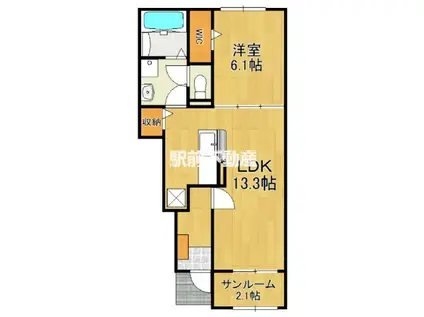 トレスプエンテ I(1LDK/1階)の間取り写真