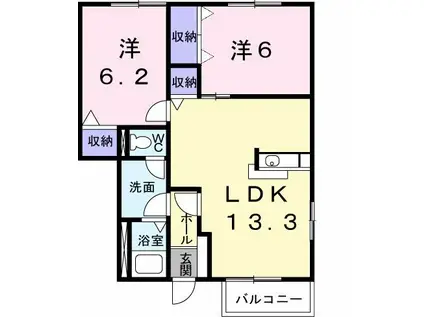 サニーホームズII(2LDK/1階)の間取り写真