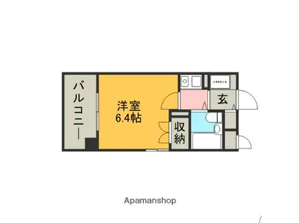 ダイアパレス姪浜(1K/6階)の間取り写真