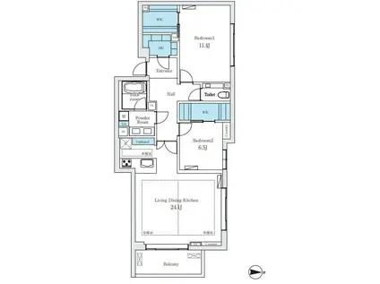 カーサ・ドゥ・レイズ代々木上原(2LDK/2階)の間取り写真