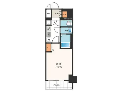 ファーストフィオーレ谷町六丁目フェリシア(1K/15階)の間取り写真