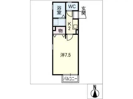 BELLAIR ANNEX(1K/1階)の間取り写真