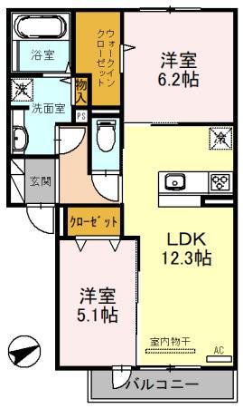 HOUSE S.YII(2LDK/2階)の間取り写真