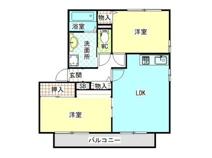 ミレニアムK2 A棟(2LDK/2階)の間取り写真