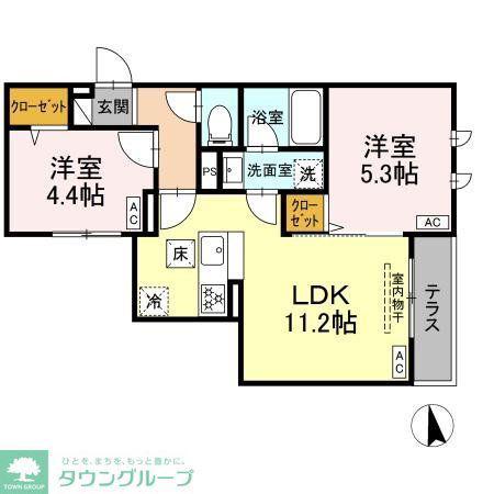 セレスティア徳丸 A(2LDK/1階)の間取り写真