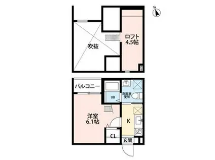 LOUP DE MER 庄内緑地公園ルードメ(1K/2階)の間取り写真