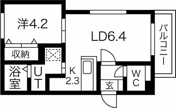 ペルージュ菊水(1LDK/2階)の間取り写真