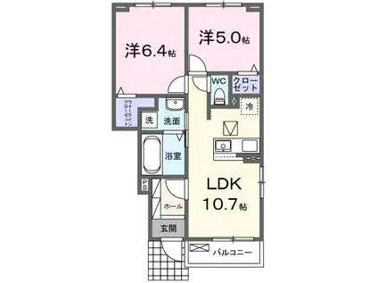 ノーブルゼファー(2LDK/1階)の間取り写真